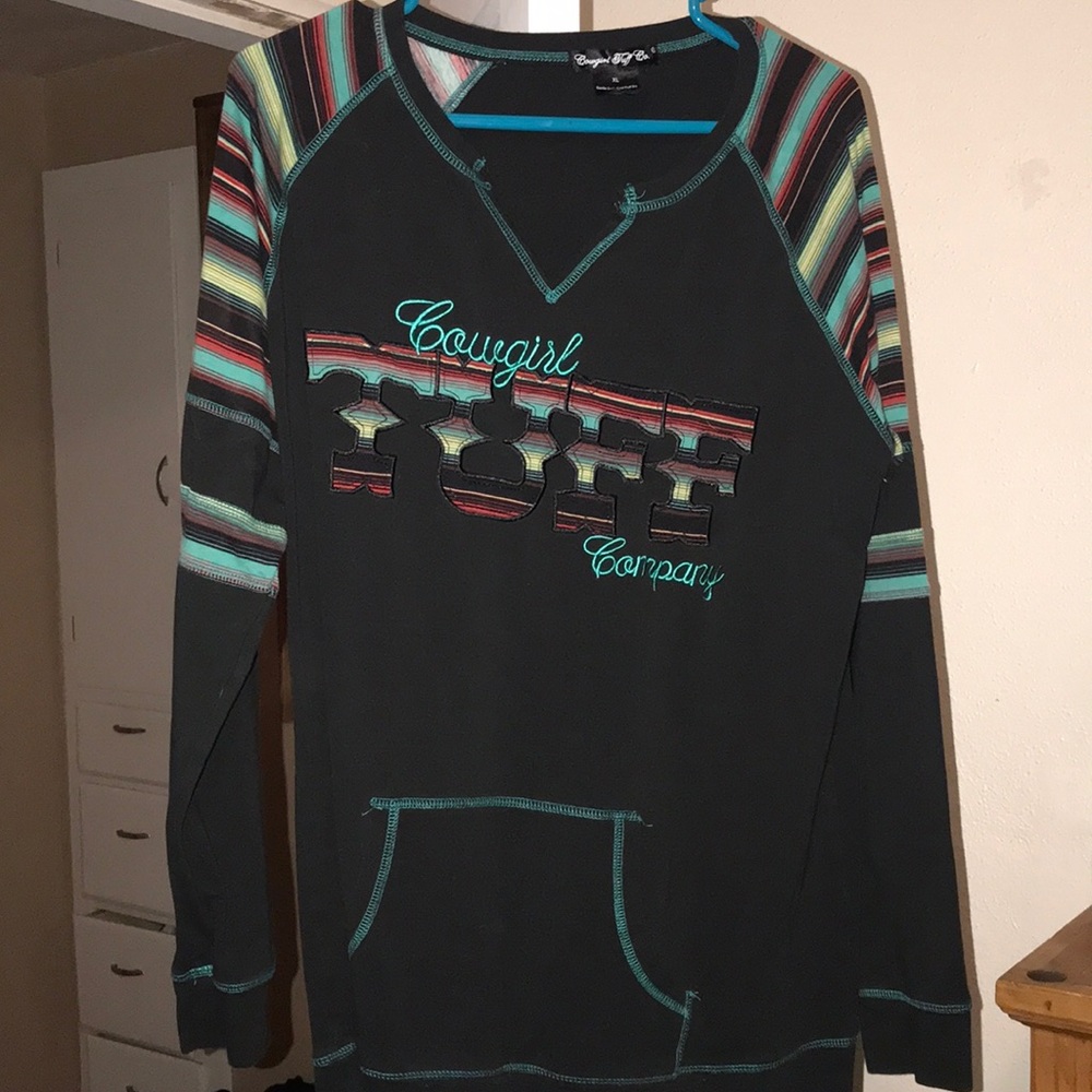 Cowgirl Tuff- Pullover long sleeve, vneck